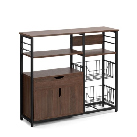 Surry Multi-Purpose Kitchen Shelving Storage Unit - Walnut/Black