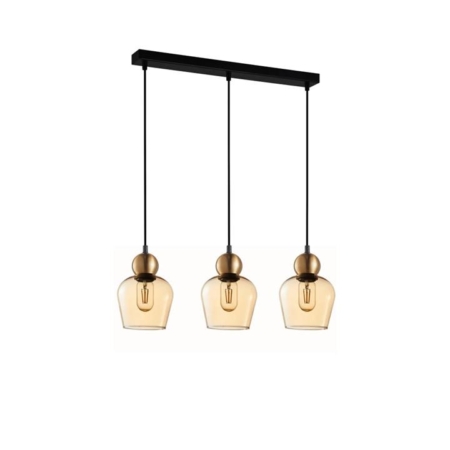 CHAMPAN Pendant Lamp Light Interior ES 3X72W Bronze Amber Glass Ellipse L620XW145XH1000mm