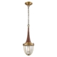 PENDOLO Pendant Lamp Light Interior ES Satin Brass & Dark Wood Cage OD180mm