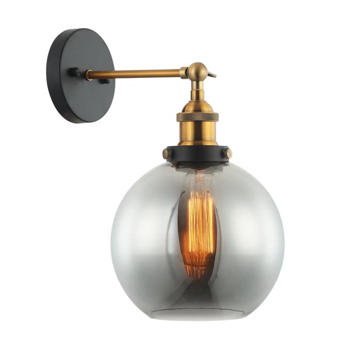 PESINI Wall Light Interior Surface Mounted ES Black Smoke Wine Glass Antique Brass Bracket