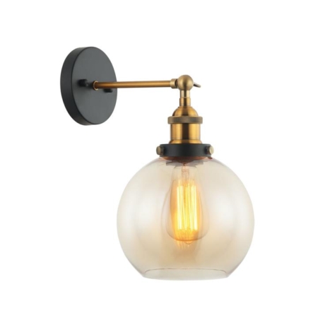 PESINI Wall Light Interior Surface Mounted ES Amber Wine Glass with Antique Brass Bracket