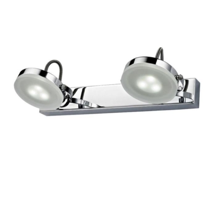 SEATTLE Wall Light Interior Surface Mounted Double Adjustable Round 2x3W Chrome 3000K with Bar Back Plate 473Lm