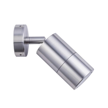 Pillar Light Single Adjustable 12V MR16 Shiny Silver IP65 Round Back Plate