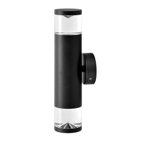 Pillar Light Up/Down 12V MR16 Black IP65 Round Back Plate Anti-Glare 2 Glass