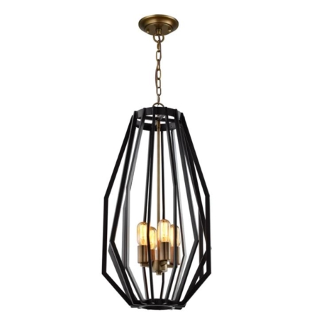 GAMBA Pendant Lamp Light Interior ES X 4 Antique Brass Narrow Angular Cage OD380mm