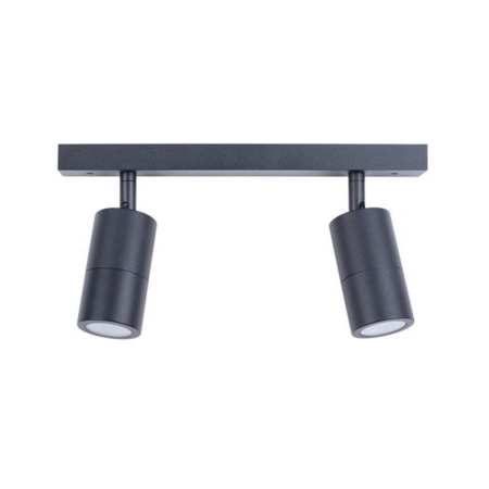 Pillar Light Double Adjustable GU10 Black IP44 Rectangular Bar Back Plate