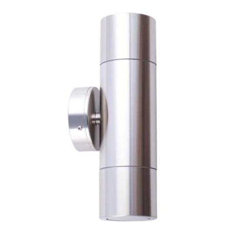 Pillar Light Up/Down GU10 Shiny Silver IP65 Round Back Plate