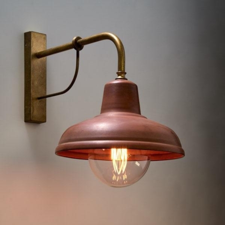 DEKSEL Wall Light Interior Surface Mounted ES Dome Aged Copper (Brass bracket & Base & neck)