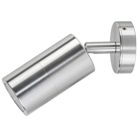 Pillar Light Single Adjustable GU10 Shiny Silver IP65 Round Back Plate
