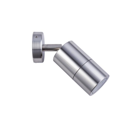 Pillar Light Single Adjustable GU10 Stainless Steel 316 IP65 Round Back Plate