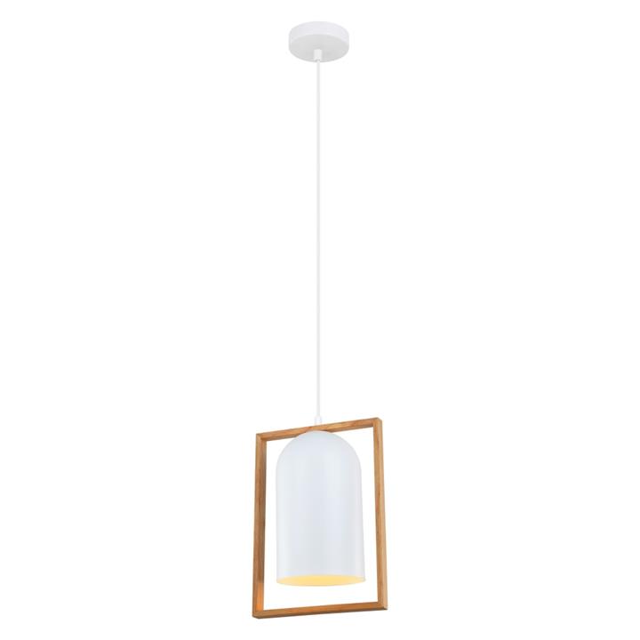 SWING Pendant Lamp Light Interior ES Matte White Oblong with Wood Frame OD230mm