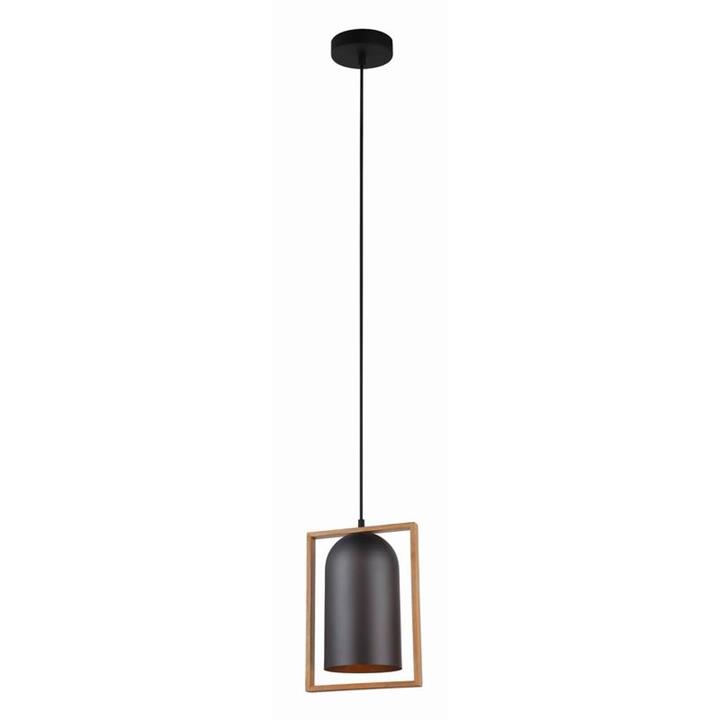 SWING Pendant Lamp Light Interior ES Matte Black Oblong with Wood Frame OD230mm