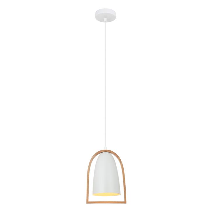 SWING Pendant Lamp Light Interior ES Matte White Ellipse with Wood Frame OD230mm