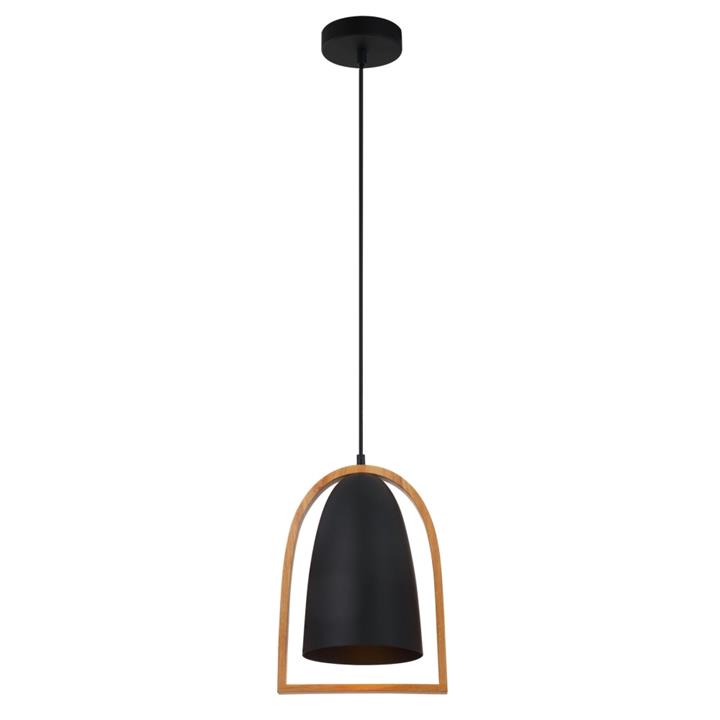 SWING Pendant Lamp Light Interior ES Matte Black Ellipse with Wood Frame OD230mm