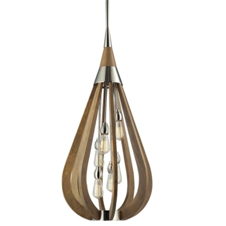 BONITO Pendant Lamp Light Interior x 6 Taupe Wood Large Tear Drop OD492mm