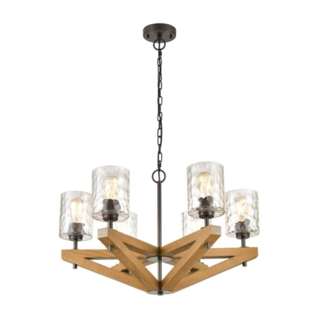 VOTIF Pendant Lamp Light Interior ESx6 OD799mm Candelabra Oak Wood