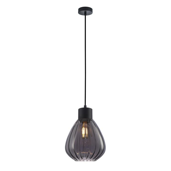 TULIP Pendant Lamp Light Interior ES 72W Black Smoke Wine Glass Ribbed OD200mm x H200mm