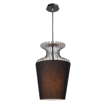 Barnes Modern Rustic Hourglass Pendant Light Lamp Fabric Shade - Black