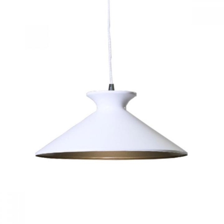 Belina Classic Metal Cone Cord Drop Pendant Light Lamp - Matte White Gold Inside