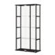 Dejaro Modern 4-Tier Display Shelf Storage Cabinet W/ 2-Doors - Glass/Black
