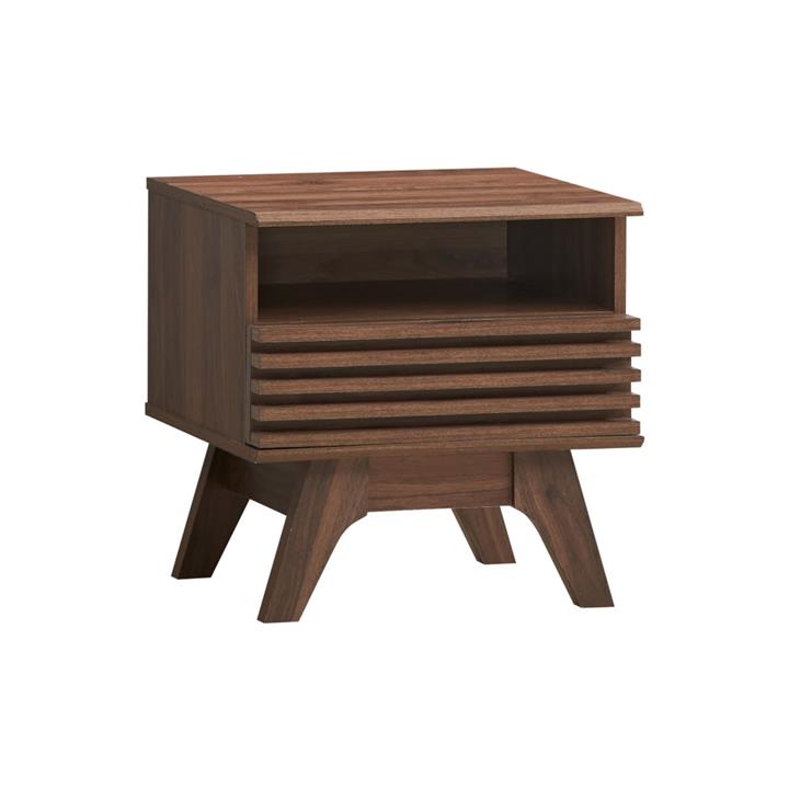 Karyn Wooden Open Shelf Nightstand Side Bedside Table W/ 1-Drawer - Walnut