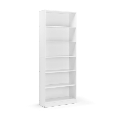 Keto Modern 6-Tier Wooden Bookcase Display Shelf Wide - White