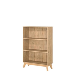 Minere Wooden 3-Tier Bookcase Display Storage Cabinet - Oak