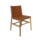 Piper Woven Leather Dining Chair Wooden legs - Brown