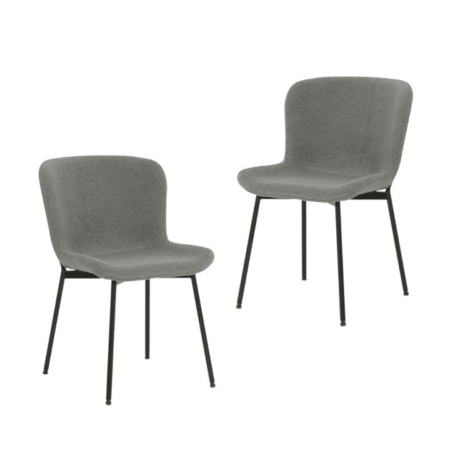 Set Of 2 Stevie Fabric Modern Kitchen Dining Chair - Grey