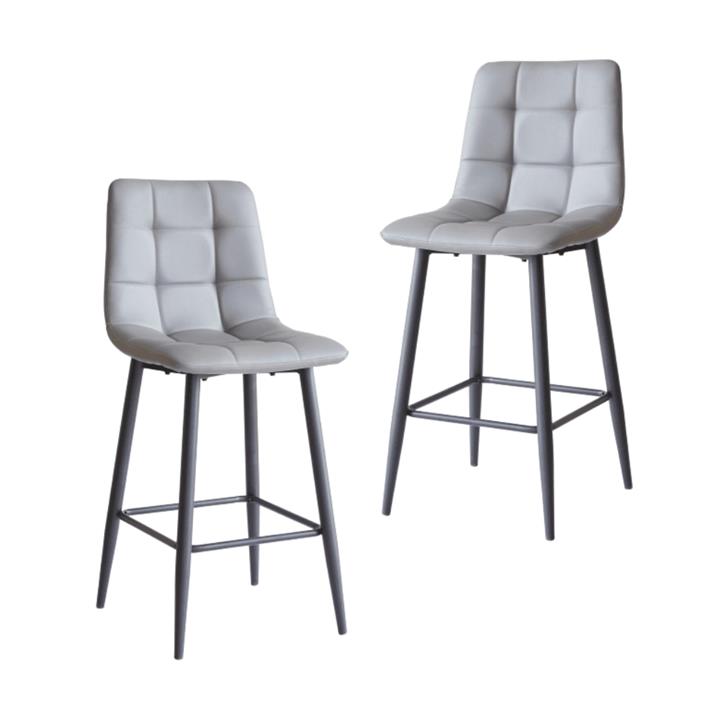 Set Of 2 Reese Modern Eco Leather Kitchen Counter Bar Stool 65cm - Grey