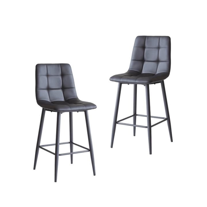 Set Of 2 Reese Modern Eco Leather Kitchen Counter Bar Stool 65cm - Black