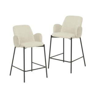 Set Of 2 Shae Knit Fabric Modern Kitchen Counter Bar Stool - Oat