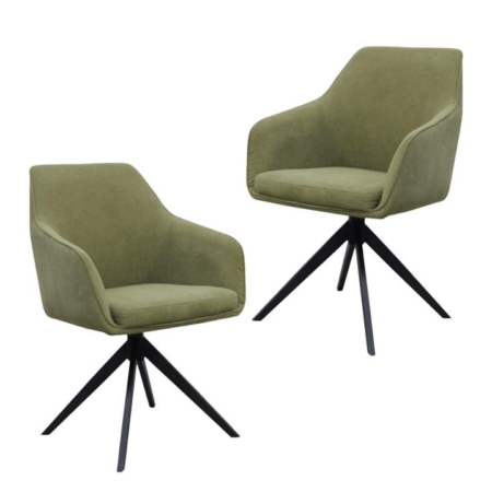 Set Of 2 Moz Rotation Modern Fabric Kitchen Dining Chair - Olive