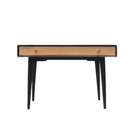 Twin Writing Study Office Wooden Desk 110cm - Black / Natural