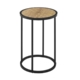 Chevron Round Wood Top Metal Frame End Lamp Side Table - Black & Ash Veneer