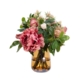 Pink Peony & Rose Artificial Faux Plant Flower Decorative Mixed Arrangement 36cm In Glass