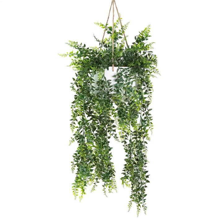 Baker Fern Artificial Faux Plant Decorative 94cm In Hanging Pot