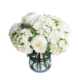 Austin Rose & Hydrangea Artificial Faux Plant Decorative Arrangement 30cm In Glass