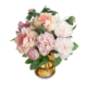 Peony Artificial Faux Plant Decorative Mixed Arrangement 40cm In Glass
