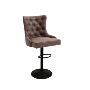 Set of 2 Atlas Vintage Faux Leather Kitchen Counter Bar Stool W/ Brass Gold Studs & Handles - Tan