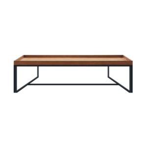 Regent Rectangle Coffee Table Black Powdercoated Metal Legs - Oak veneer