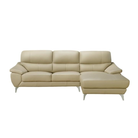 Dylan Modern Luxury Genuine Leather Right Hand Chaise Sofa - Light Brown