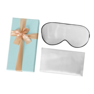 DreamZ 100% Mulberry Silk Pillow Case Eye Mask Set Silver Both Sided 25 Momme