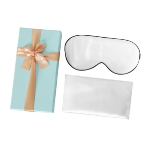 DreamZ 100% Mulberry Silk Pillow Case Eye Mask Set White Both Sided 25 Momme