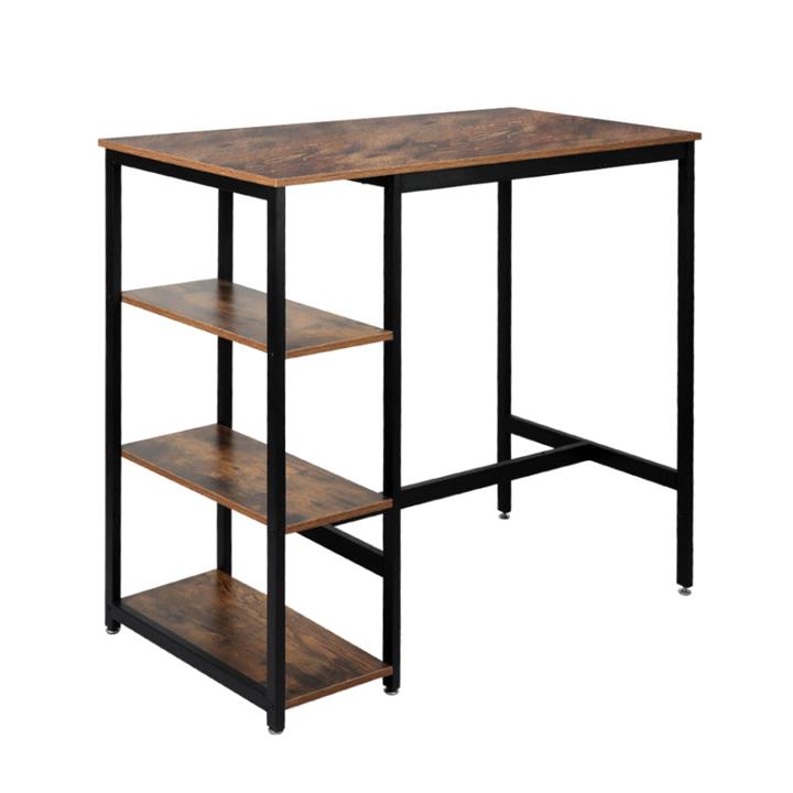 Levede High Bar Table Pub Industrial 3-Tier Storage Shelf Wooden Cafe 110CMX60CM