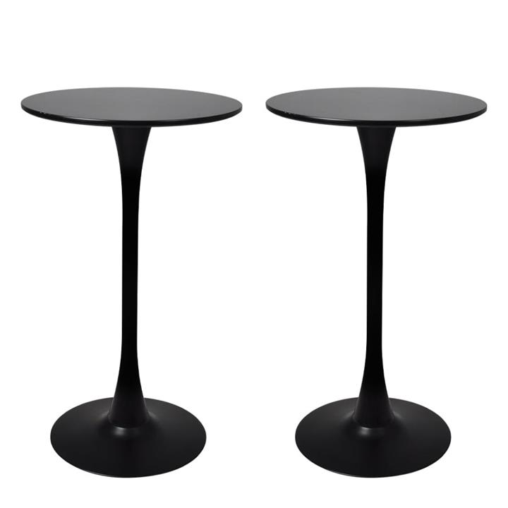 Levede 2x Bar Table Pub Tables Kitchen Marble Tulip Outdoor Round Metal Black