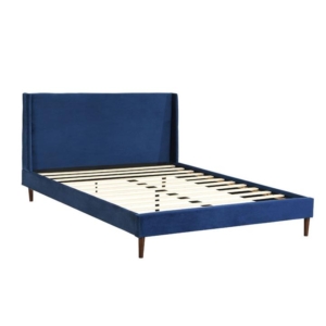 Levede Velvet Bed Frame Double Size Mattress Base Platform Wooden Headboard Blue