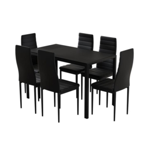 Dining Chairs and Table Dining Set 6 Chair Set Of 7 Wooden Top Black