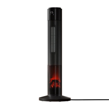 Electric Ceramic Tower Heater 3D Flame Oscillating Remote Control 2000W