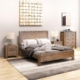 4 Pieces Bedroom Suite in Solid Wood Veneered Acacia Construction Timber Slat Queen Size Chocolate Colour Bed